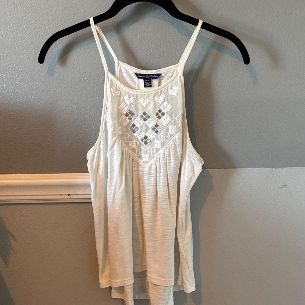 American Eagle High Low Cream Tank #607